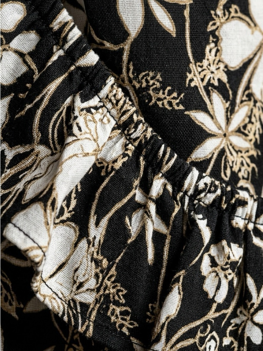 Ava & Viv Black with Gold Outline Floral Maxi Dress with 11” Slit on Bottom Side - Picture 3 of 6